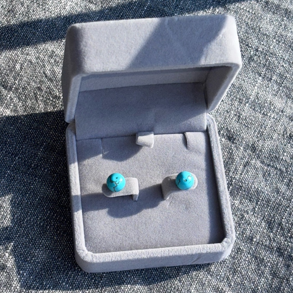 Round Turquoise Stud Earrings